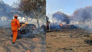 Incêndio em rancho força famílias a deixar casas e mobiliza moradores