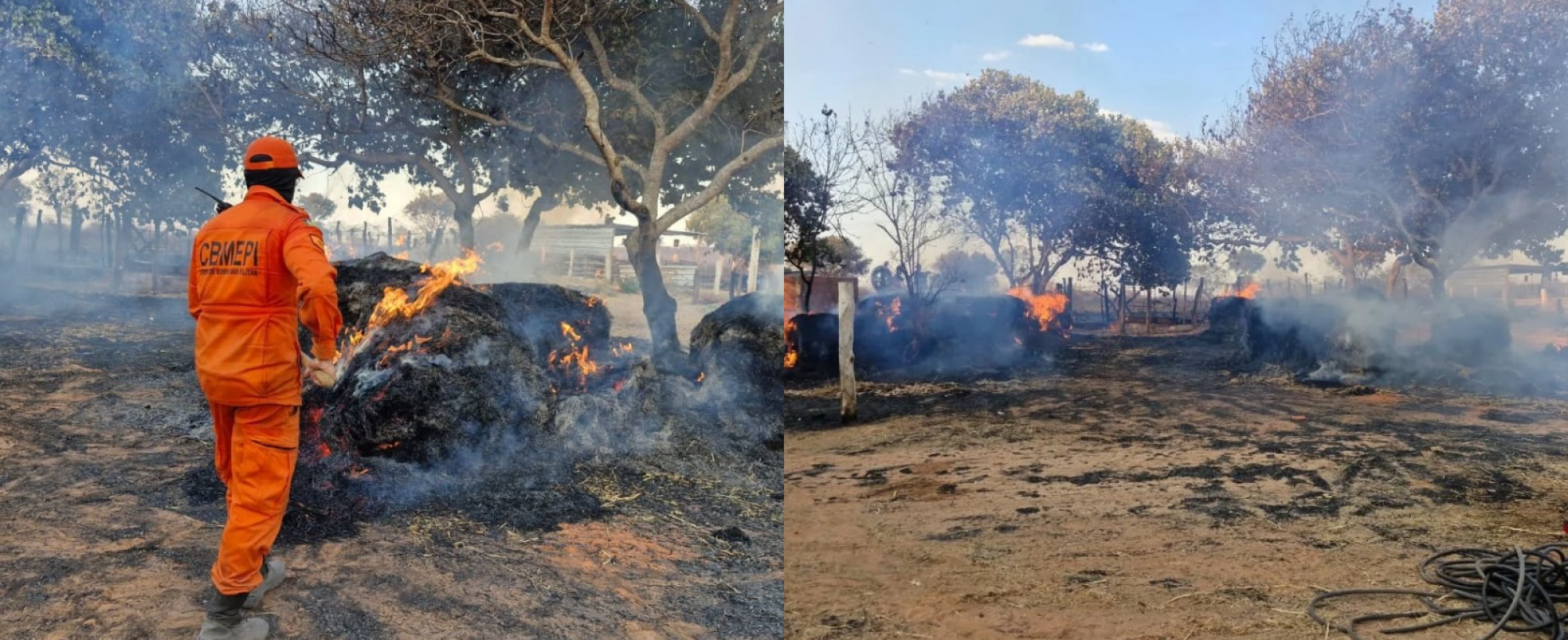 Incêndio em rancho força famílias a deixar casas e mobiliza moradores