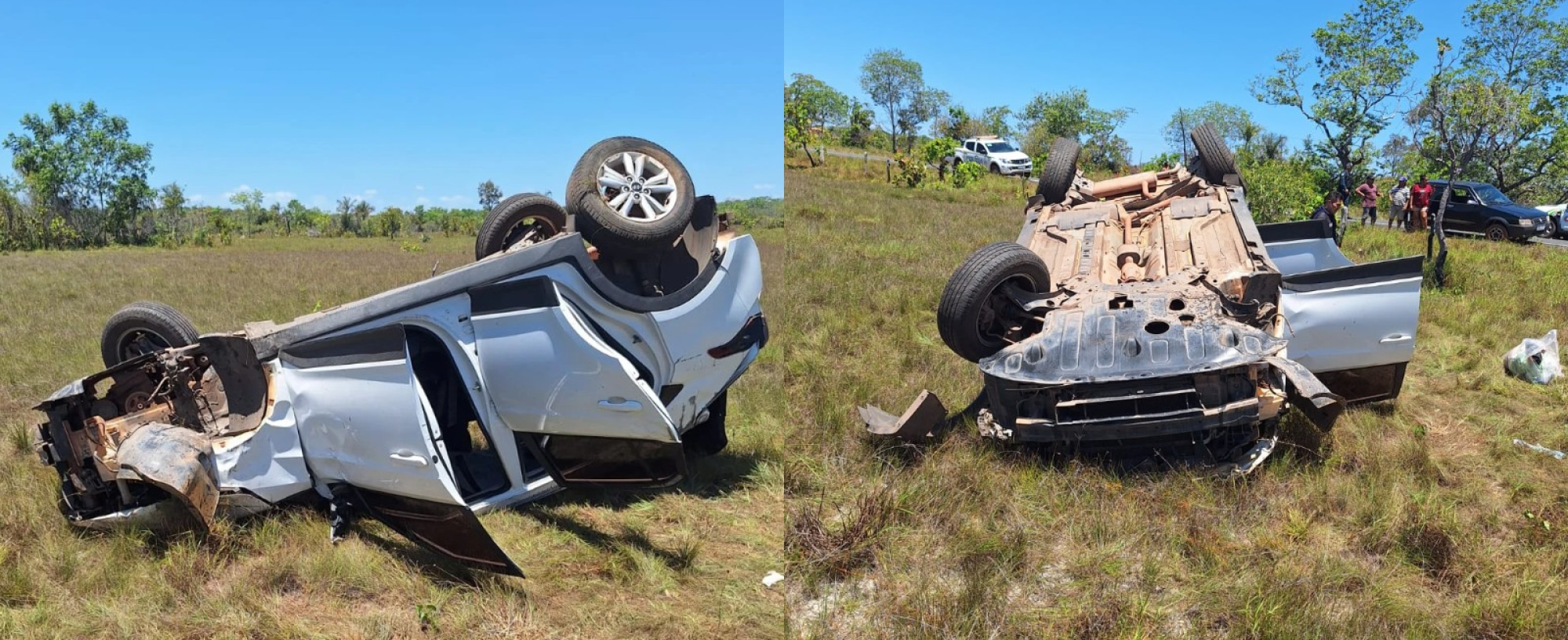 Motorista tenta desviar de vaca, perde o controle e carro capota no PI; quatro ficam feridos